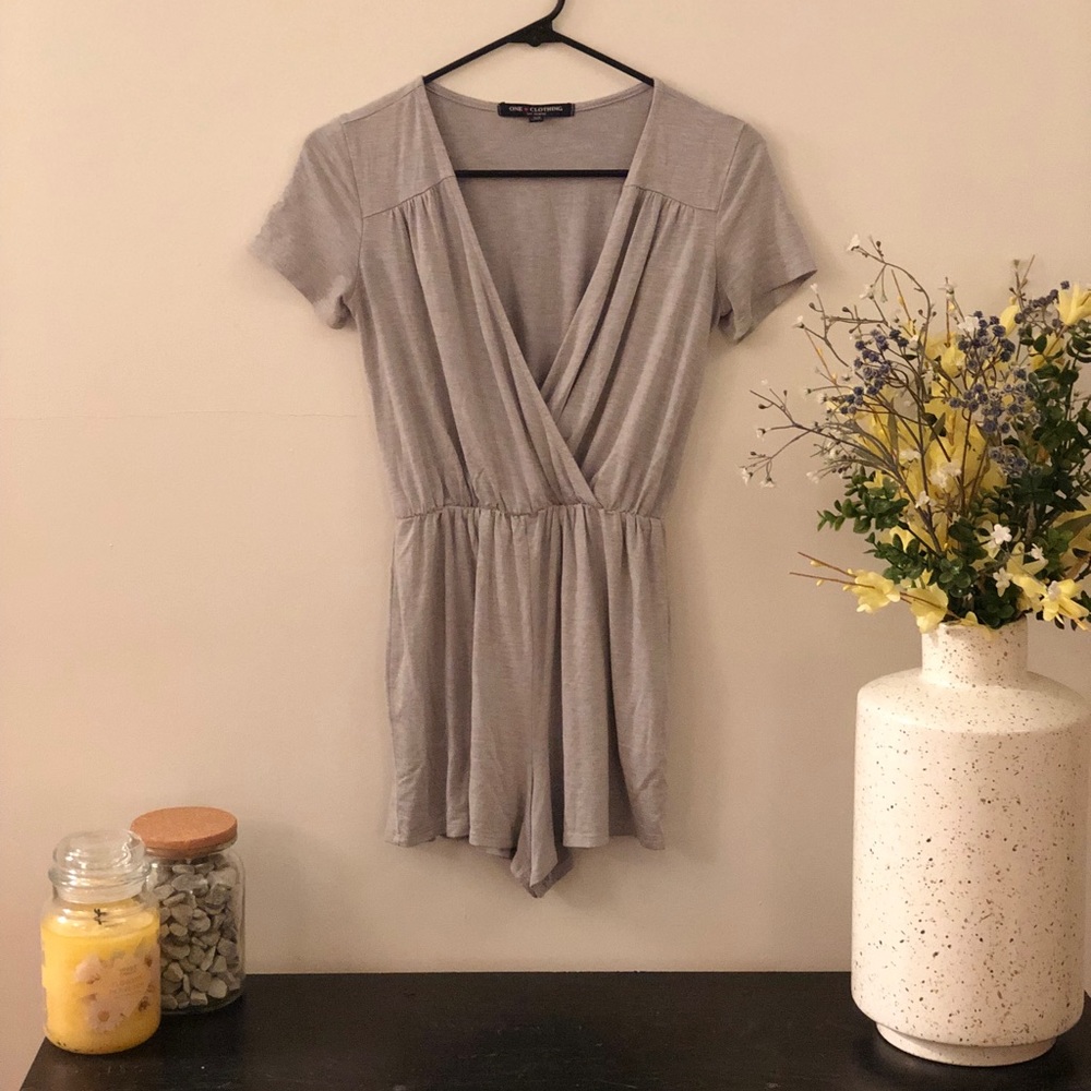Light gray romper.